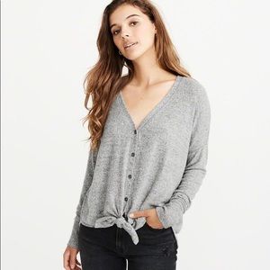 Abercrombie & Fitch Grey Tie Front Cardigan